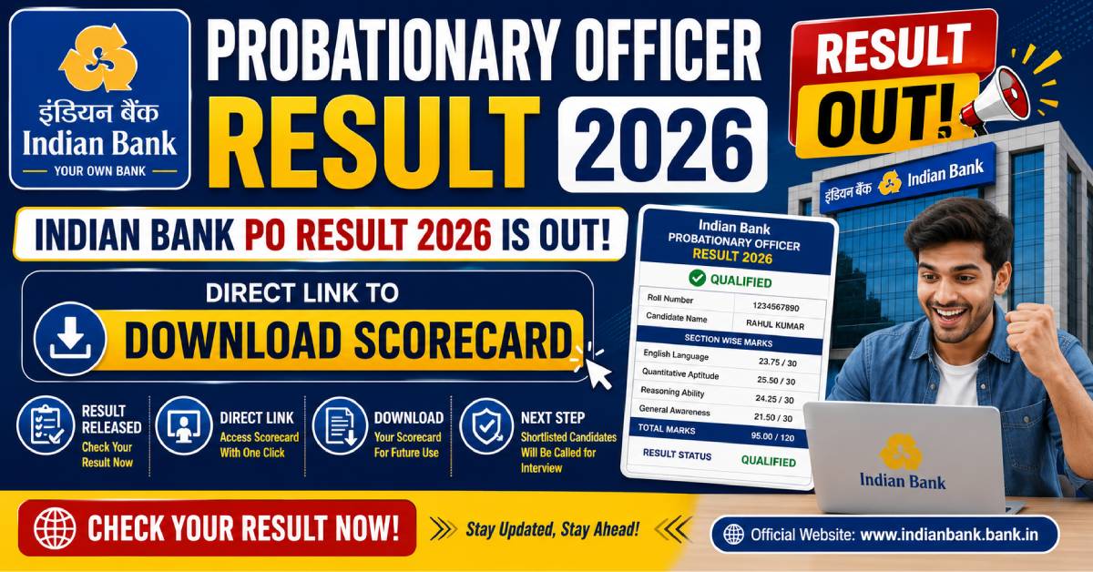 Indian Bank Probationary Officer Result 2026 Scorecard Download